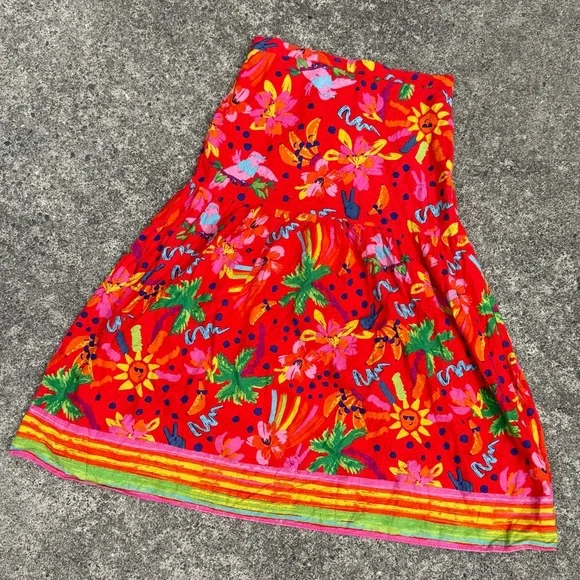 Maison d’Amelie Vibrant Abstract Print Maxi Skirt Size M
